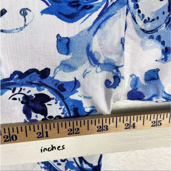 Zara Blue Floral Paisley Poplin Button Front Shirt | Long  Sleeves | Small | New - Picture 10 of 14